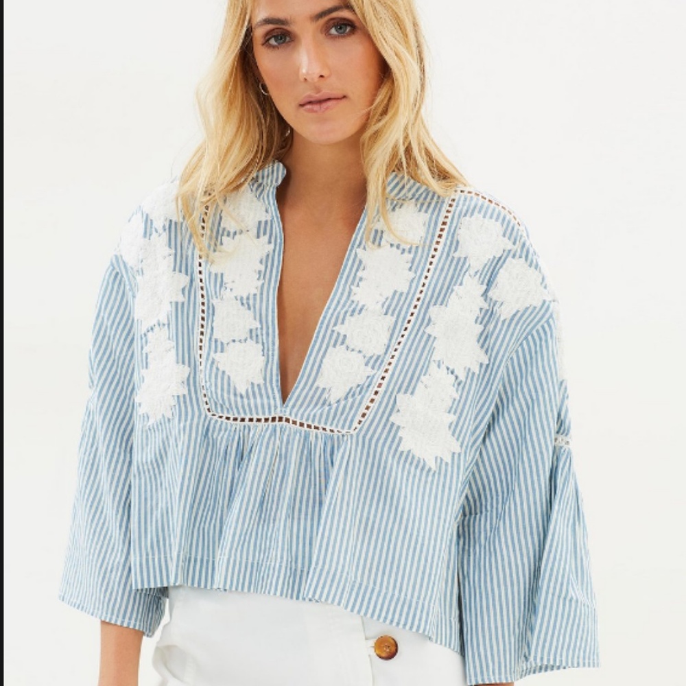 Free People Liya Embroidered Top